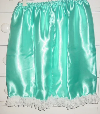 Azul Satinado Medio Deslizamiento Blanco Encaje Ribete 27"-48" Cintura Sissy-XXL NUEVO Foto 1 de 3