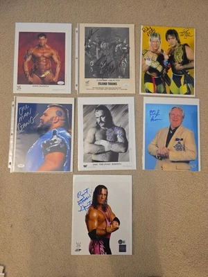 7 SIGNED WRESTLING PHOTOS!  LEGION OF DOOM/ROAD WARRIORS, BRET HART, BATISTA! - Image 1 of 4