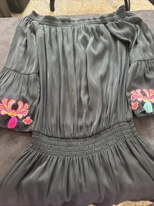 Women’s Size Small Lilly Pulitzer Polly Off The Shoulder Black Tunic Dress - Picture 1 of 13
