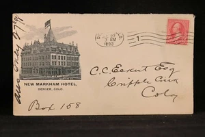 Colorado: Denver 1895 New Markham Hotel Advertising Cover to Cripple Creek - Picture 1 of 2