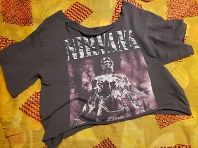 Nirvana Vtg Sliver Tee Shirt Cut Off Crop  - Image 1 of 3