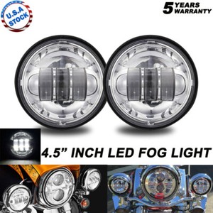 2x 4.5 Inch Chrome LED Spot Fog Passing Light Lamp For Harley Davidson Motor