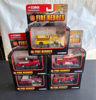 Lot of 5 Corgi Fire Heroes Die-Cast Red Fire Truck Collection -  New In Box - Image 1 of 4