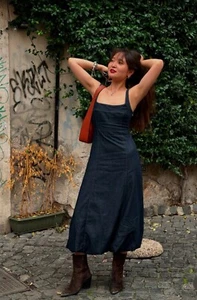 ZARA WOMAN FW24 DENIM BALLOON MIDI SLEEVELESS DRESS COTTON|6929/283 NWT_S,M - Picture 1 of 9