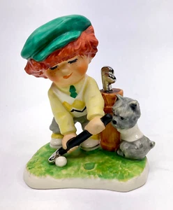 Vintage 1975 Goebel W Germany Rothaarige "Fore" Junge Golfer & Caddy Hund Figur - Bild 1 von 8
