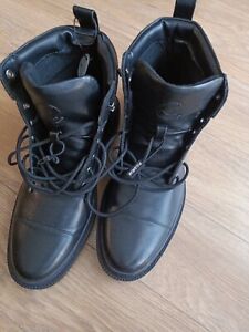 New Pull And Bear Flat Black Biker Ankle Boots Size 7 eu 41