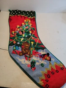 Wandteppich und Samt Weihnachtsstrumpf Baumschmuck Teddybär Spielzeug - Bild 1 von 7