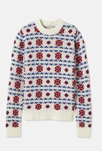 Neu ohne Etikett! Brixton Damen Alta Pullover Off White Small Fair Isle Jacquard Urlaub - Bild 1 von 5