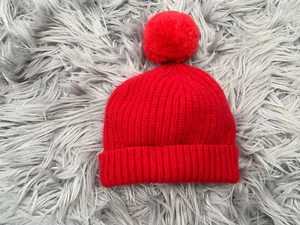 COLE HAAN 💯 wool Pretty Red Beanie Hat Kids Girls Small See Measurements - Picture 1 of 7