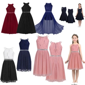 Kids Flower Girls Dress Party Wedding Bridesmaid Formal Princess Sequins Dresses - Picture 1 of 66