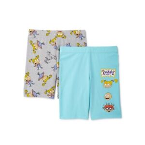 Nickelodeon Rugrats Girls SIZE XS 4-5 Bike Shorts, 2-Pack COLOR GRAY & BLUE NWT
