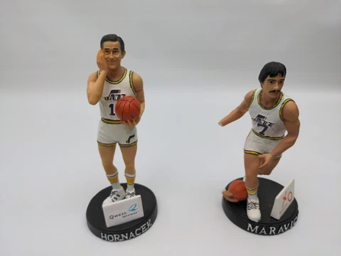 Pete Maravich, Jeff Hornacek Figures, World Sports, NBA Utah Jazz Cover