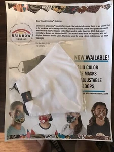 RAINBOW SANDALS White Adult Face Mask 100% Cotton Brand New - Picture 1 of 3