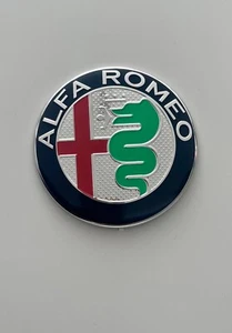  74mm Alfa Romeo Badge Front / Rear New Badge Sticker / Silver Green - Picture 1 of 1