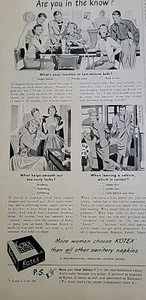 1951 Kotex Sanitärservietten sind Sie im Wissen Bushaltestelle Vintage Anzeige - Bild 1 von 1