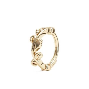 Anello clicker naso foglia oro massiccio 14K, gioielli piercing narici, cerchio naso boho - Foto 1 di 7