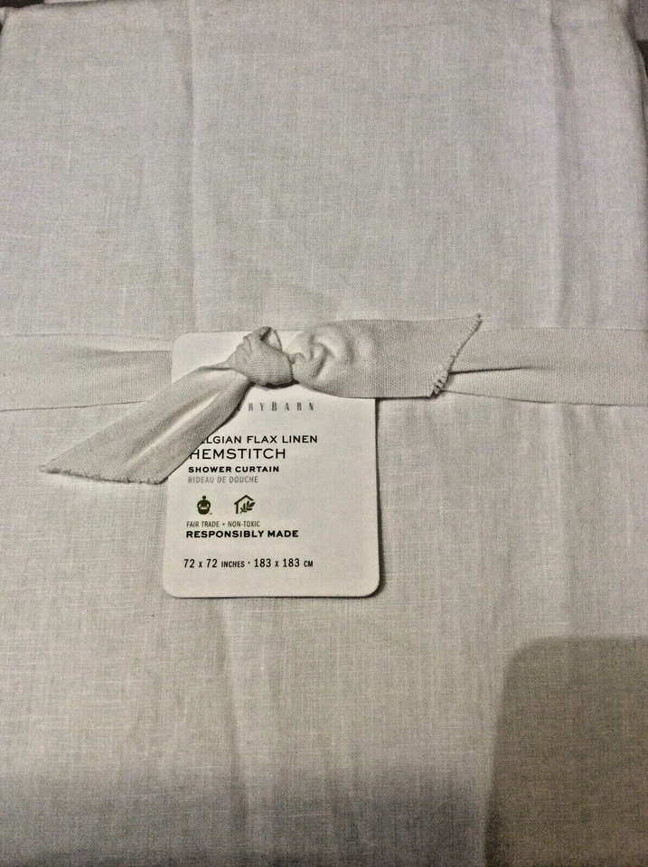 Pottery Barn Belgian Flax Linen Hemstitch Shower Curtain NWT 72x72 White - Image 1 of 1