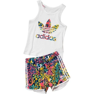 Adidas Originals set completo canottiera e pantaloncini trifoglio bambina - Immagine 1 di 4
