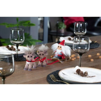 DAM SANTA TROLL IN SLEIGH WITH TWO REINDEER - NEW IN BOXES - Made in Denmark - Image 1 of 4