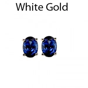 Nigerianischer Ohrstecker blauer Saphir oval 1,50 Karat in 14 Karat Weißgold (52309) - Bild 1 von 4