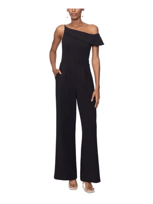 XSCAPE Womens Black Flutter Sleeve Party Straight leg Jumpsuit 4 - Image 1 of 4