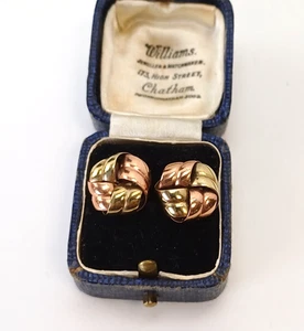 Vintage 9ct Yellow & Rose Gold Large Knot Earrings 9k 375 (2.5g) - Picture 1 of 7