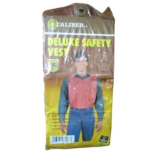 Caliber Men’s Deluxe Safety Vest, Vinyl Orange, One Size Drawstring Adjusted - Picture 1 of 1
