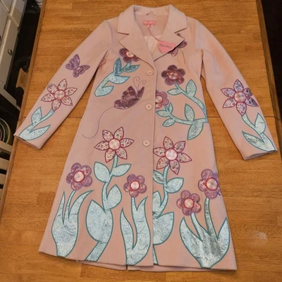 Abrigo SUGAR THRILLZ Blooming Joy Estampado Floral Longline Guisante Satinado Patchwork Rosa ~ Foto 1 de 4