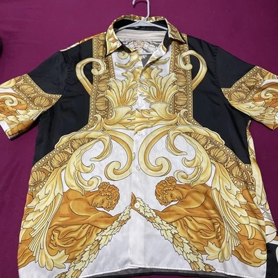 Versace Barocco Baroque  silk shirt men Large %100 Authentic  - Image 1 of 4