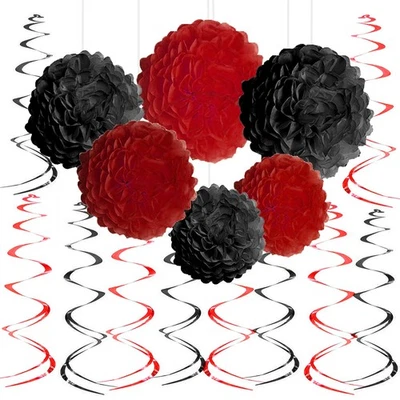 Black Red Casino Game Night Party Hanging Decorations - Viva Las Vegas Baby S... - Image 1 of 4