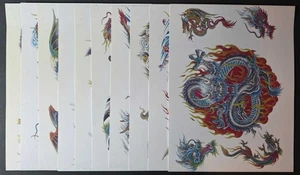 Vintage Paul Jeffries Tattoo Flash 10 Sheet Set With Lines Japanese Traditional - Picture 1 of 12