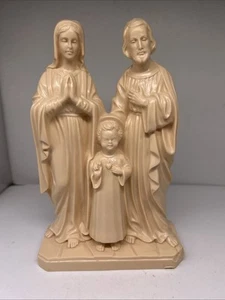 Nativity Holy Family Statue Cream gloss 7” Hard Plastic Vtg Christmas Figurine - Picture 1 of 10