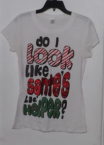 WEIHNACHTEN URLAUB JUNIOR KURZARM WEISS "DO I LOOK LIKE SANTA'S LIL HELPER" - Bild 1 von 7