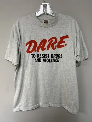 VTG 90s D.A.R.E. T SHIRT LARGE ANTI DRUG SINGLE STITCH DARE DRUG FREE TEE LG SEE - Image 1 of 4