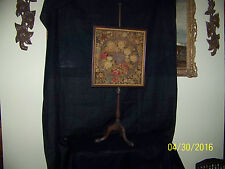 Antique c1770's  Massachusetts Hand Done Floral Embroidery Pole Fire Screen 