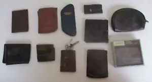 Lot of 11 Old * LEATHER Wallets Pouches Coin Purses Keys Spectacle Eyeglass VTG - Picture 1 of 6