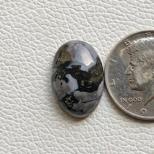 Designer black grey indigo gabbro jasper cabochon oval shape gemstone R11557 AU - Picture 1 of 5