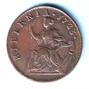 U.S.A. - Colonial. Wood's Hibernia : 1723 Halfpenny.. VF - Imagen 1 de 2