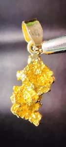 Gold Nugget Pendant 23K + 18K Solid yellow gold bale. - Picture 1 of 5