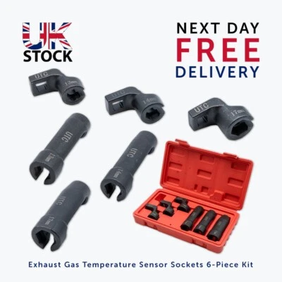 UNITEDTOOLCORP 6pc EGT Sensor Socket Set 13 14 17mm 3/8"dr Exhaust Temperature Removal Tool Kit