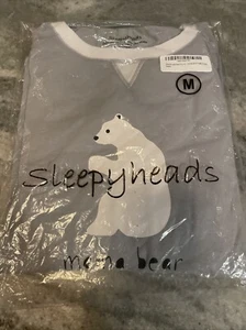 Sleepyheads Women's Gray White Bear 2 Piece Pajama Set Mama Bear NEW SZ Medium - Picture 1 of 4
