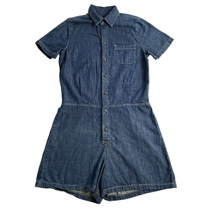 Polo Ralph Lauren Jean Romper Womens 6 Blue Chambray Short Sleeve Button Up - Picture 1 of 15