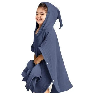 Hooded Baby Poncho Towel Muslin Bath Poncho for Toddler - Kids Beach Poncho T... - Picture 1 of 9