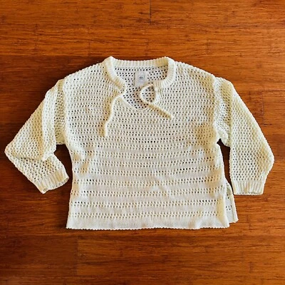 Ripcurl Lace Up Crochet Sweater Knit Panama Boho Beach Cream Beige Womens L - Image 1 of 4