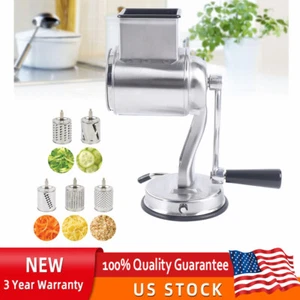 Stainless Steel Rotary Cheese Grater Hand Drum Slicer Crank Vegetable Chopper - Picture 1 of 20