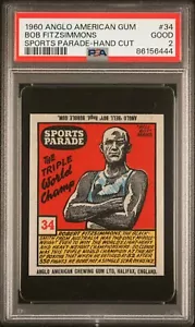 1960 BOB FITZSIMMONS ANGLO AMERICAN GUM SPORTS PARADE HAND-CUT #34 (PSA 2) - Picture 1 of 2