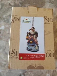 Retired JIM SHORE 2011 Santa With Night Village Scene - Picture 1 of 6