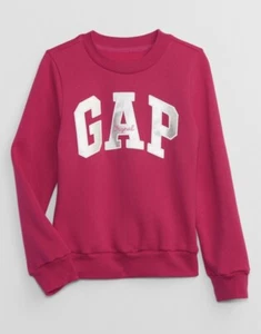Gap Original Girls Pullover Sweatshirt Hot Pink Silver Logo Size L Size 10 NWT - Picture 1 of 2