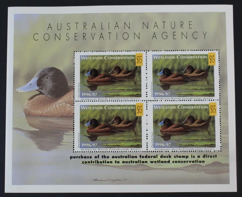 CKStamps : 1996-97 Australia Wetlands Conservation Duck Stamps SHEET MNH FV$60 Cover