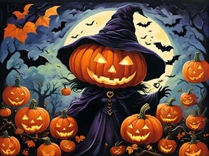 Halloween # 87 - T Shirt Iron On Transfer - Ghost, Pumpkin, Witch - Picture 1 of 1